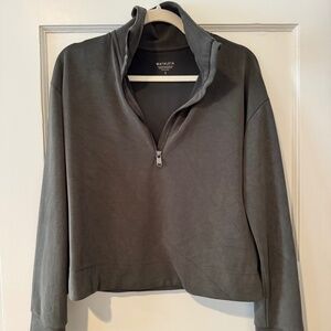 Athleta Small Seasoft Quarter 1/4 Zip, Aspen Olive Green Soft